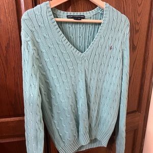 vintage polo sweater light blue aqua with a light purple polo great condition